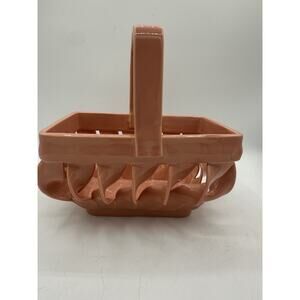 Italy Unica Pink Art Pottery Basket Handle Twist Basket Retro Art Deco